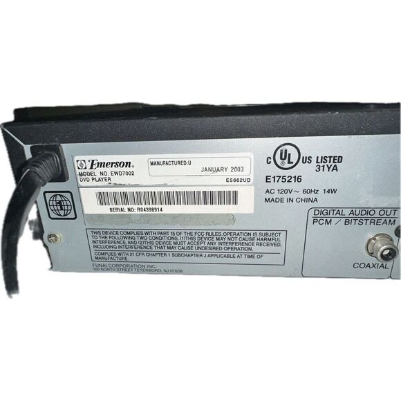 Emerson DVD/CD‎ Player Model EWD7002 Includes Remote Tested Works - Picture 4 of 9